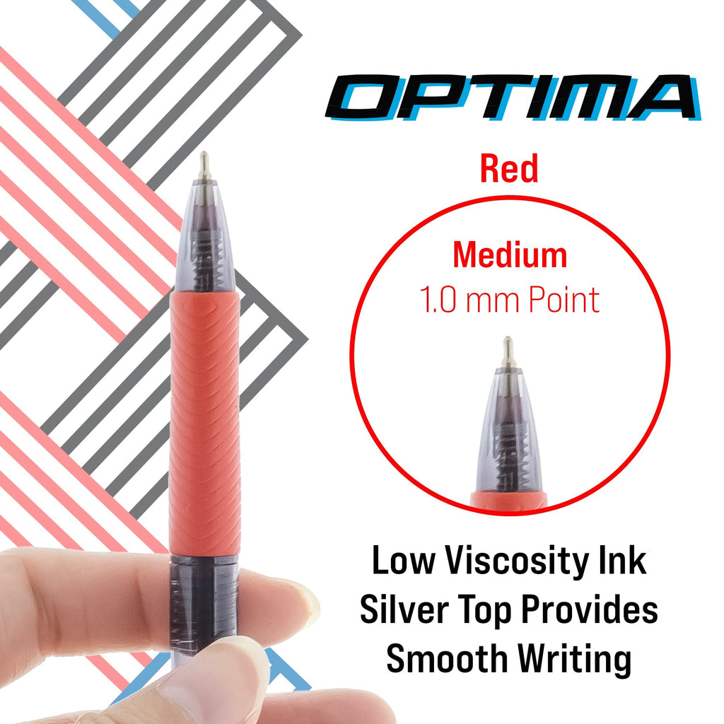 BAZIC Optima Red Oil-Gel Ink Retractable Pen