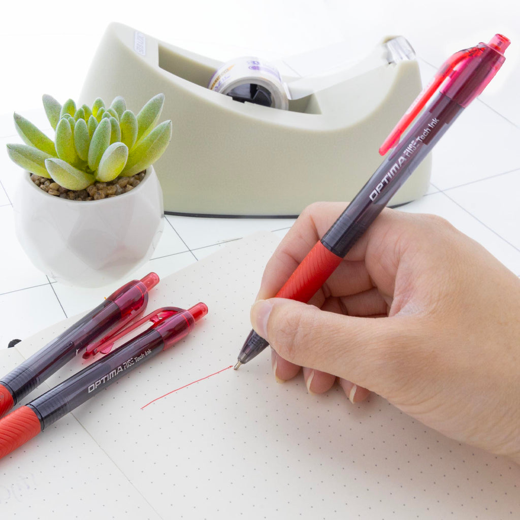 BAZIC Optima Red Oil-Gel Ink Retractable Pen