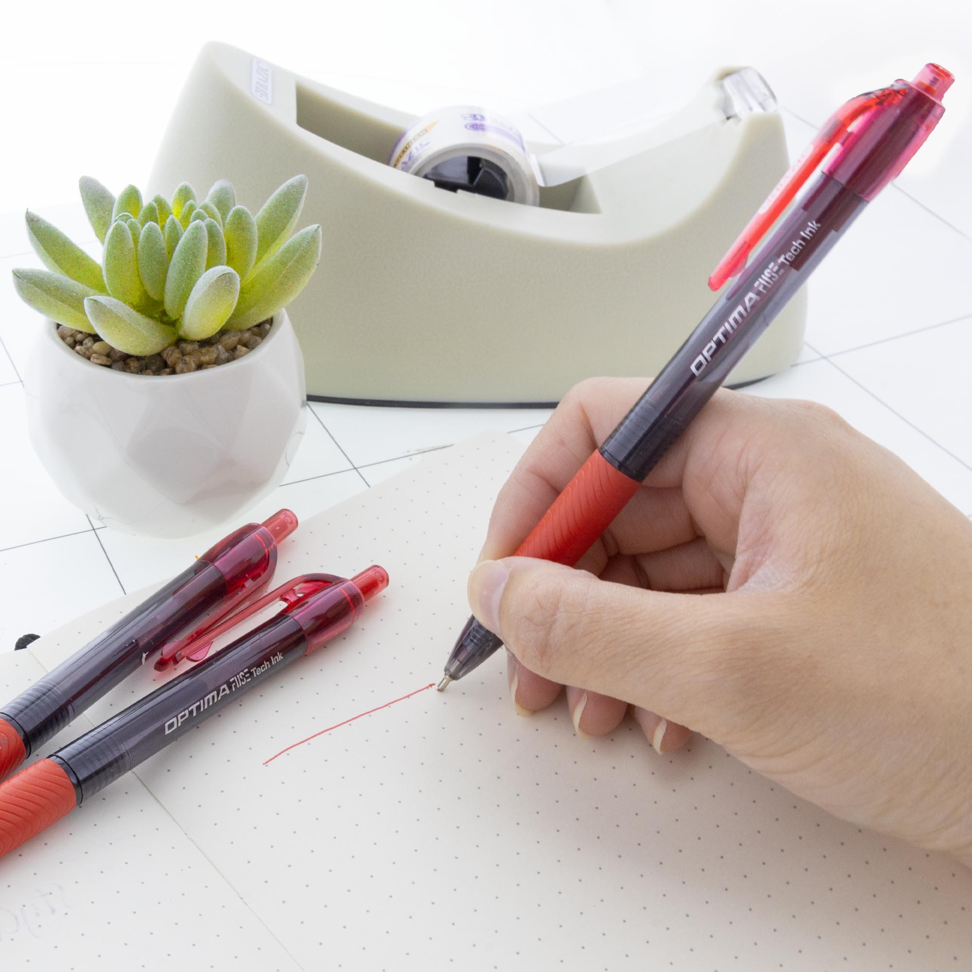 BAZIC Optima Red Oil-Gel Ink Retractable Pen