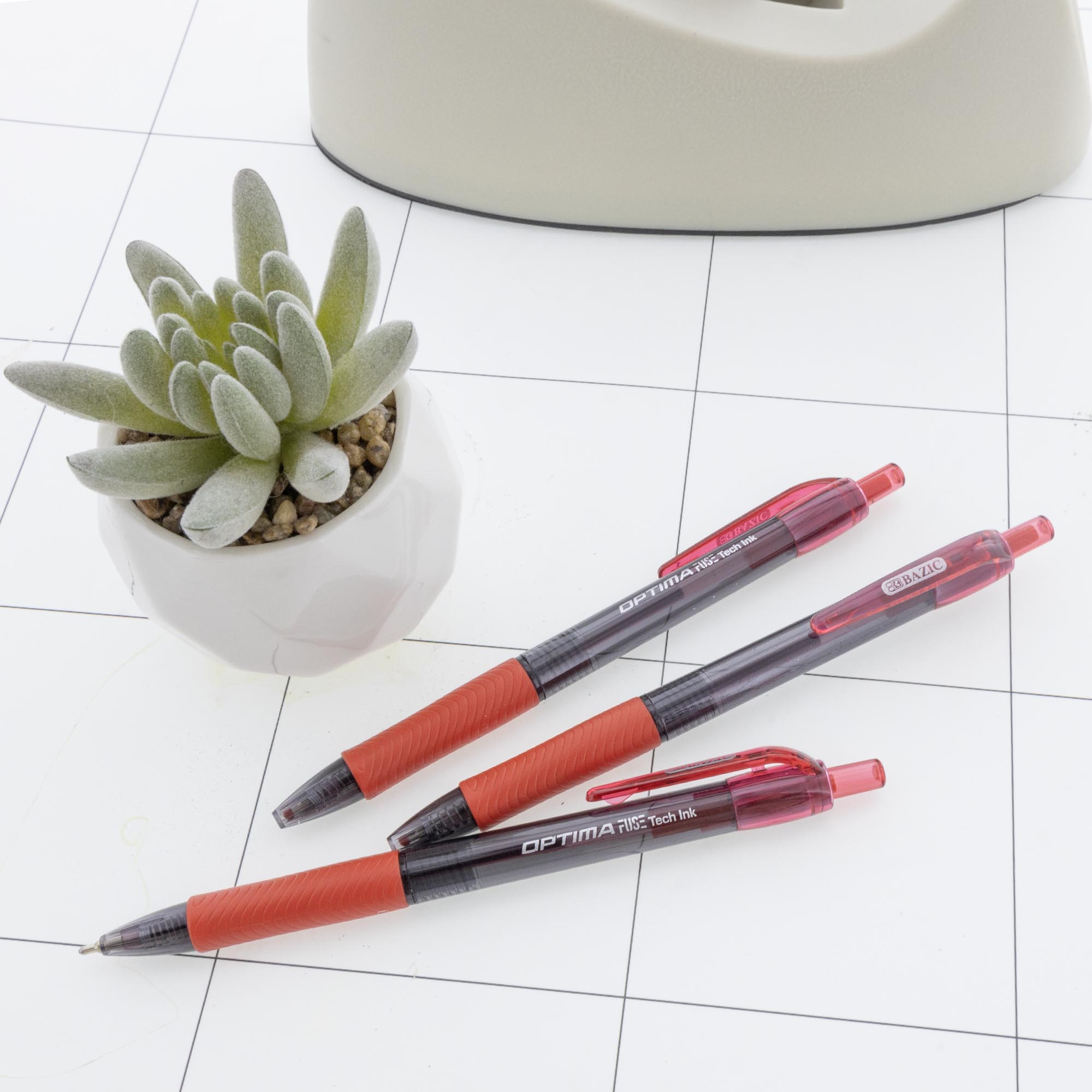 BAZIC Optima Red Oil-Gel Ink Retractable Pen