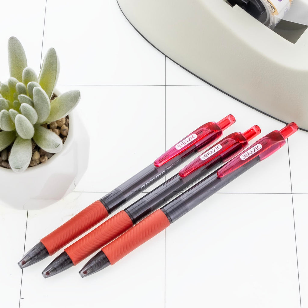 BAZIC Optima Red Oil-Gel Ink Retractable Pen