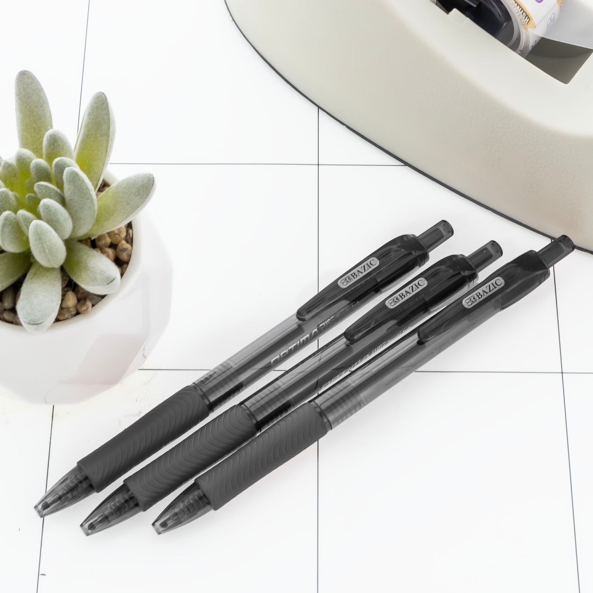 BAZIC Optima Black Oil-Gel Ink Retractable Pen