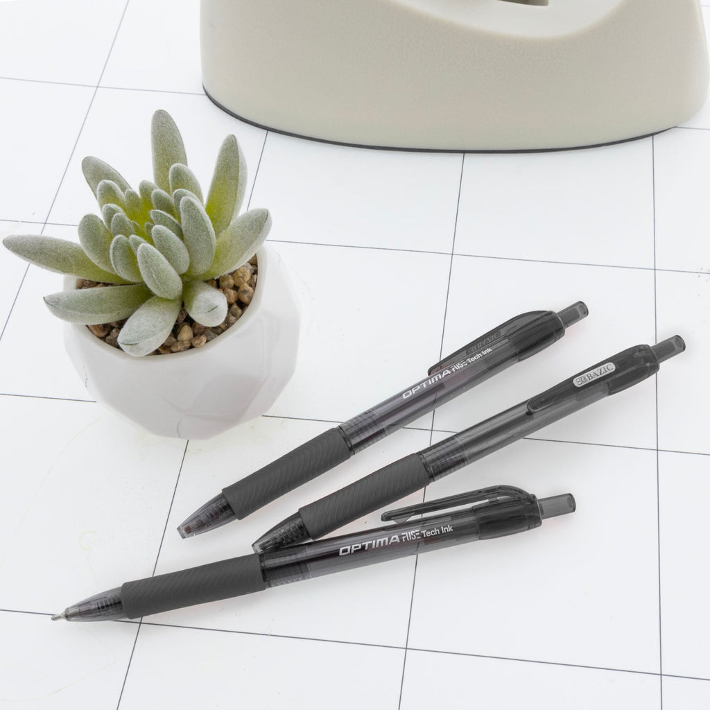 BAZIC Optima Black Oil-Gel Ink Retractable Pen
