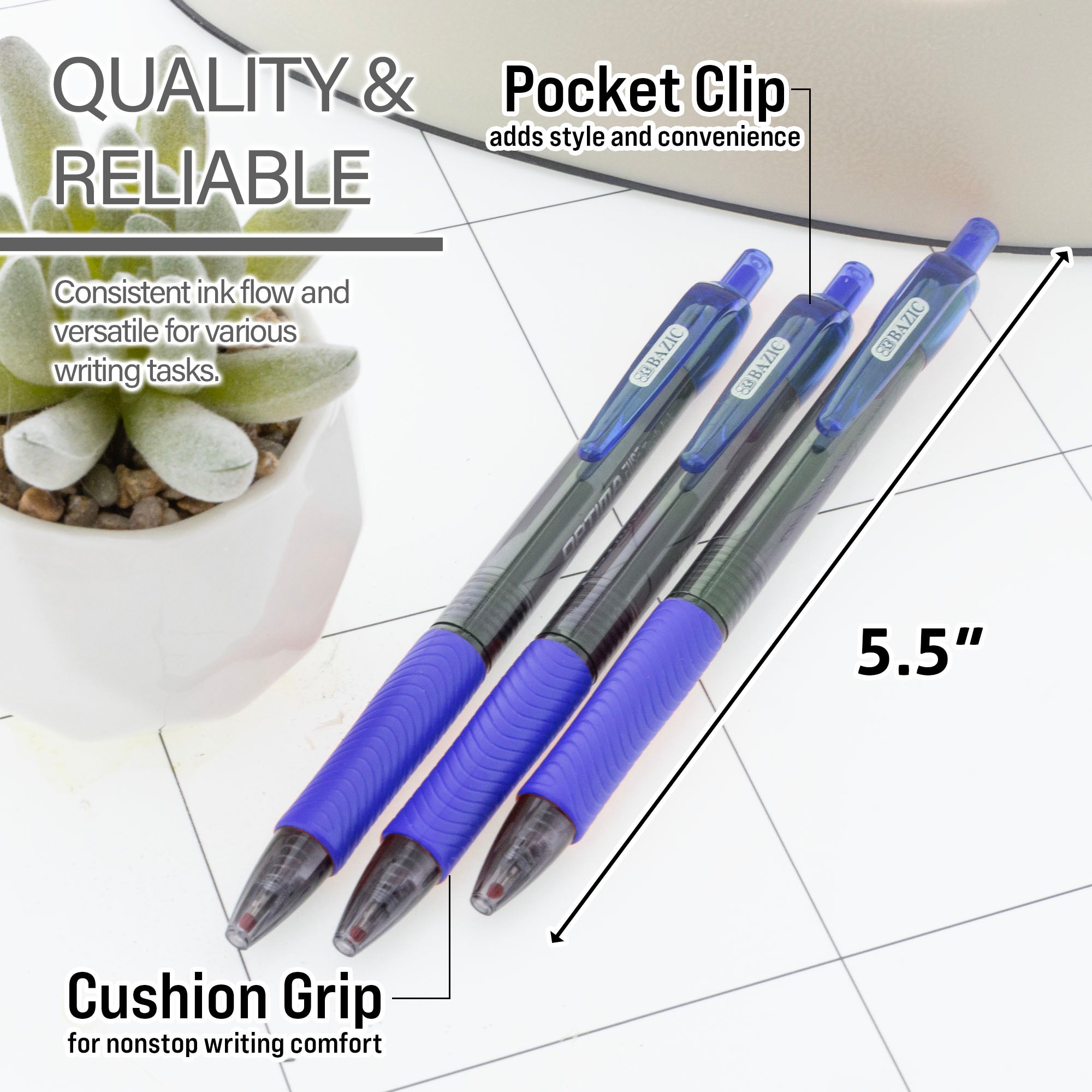 BAZIC Optima Blue FUSE Tech Ink Retractable