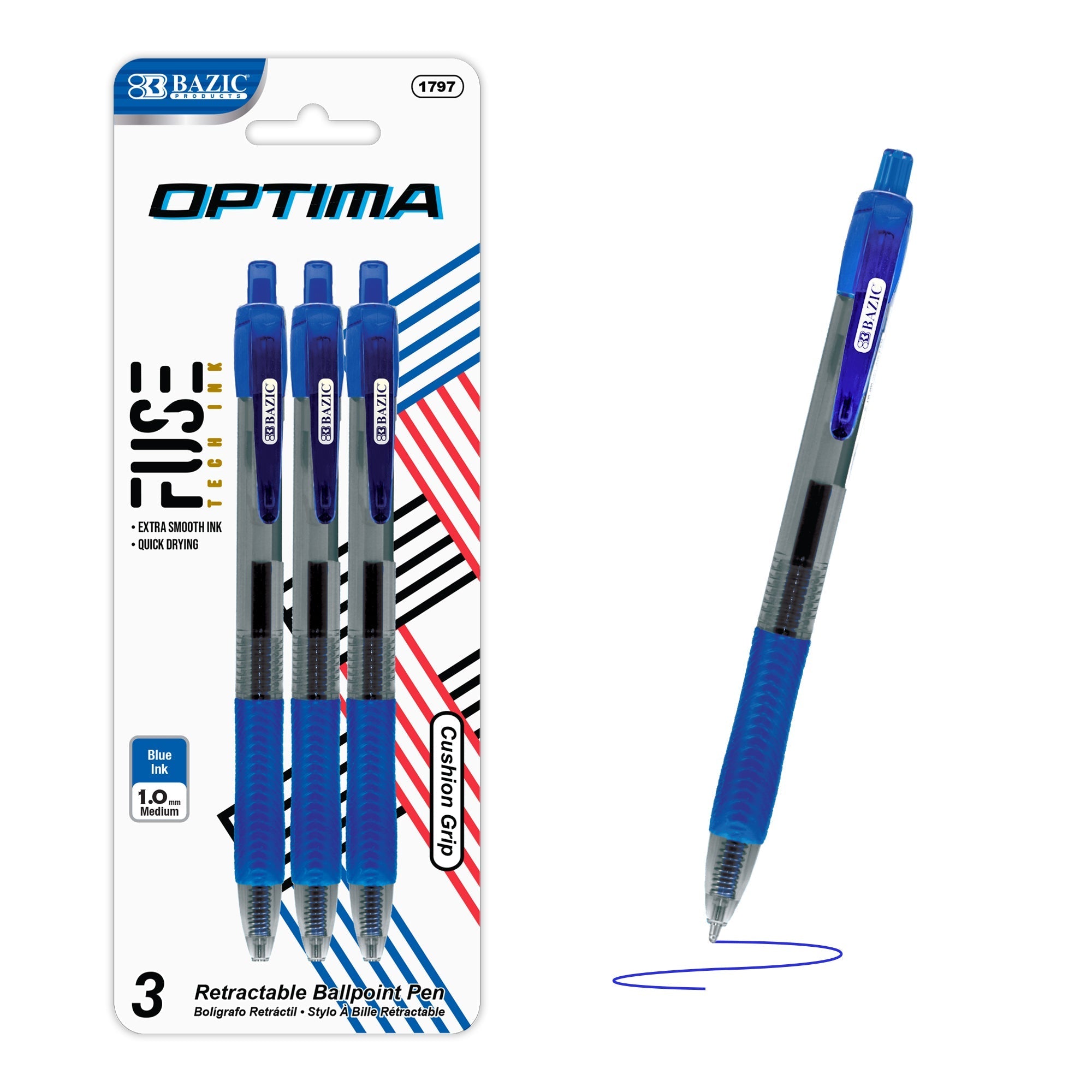 BAZIC Optima Blue FUSE Tech Ink Retractable