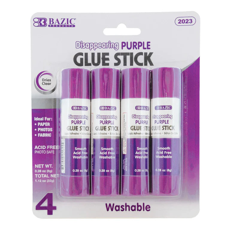 Bazic Purple Glue Stick  4pk