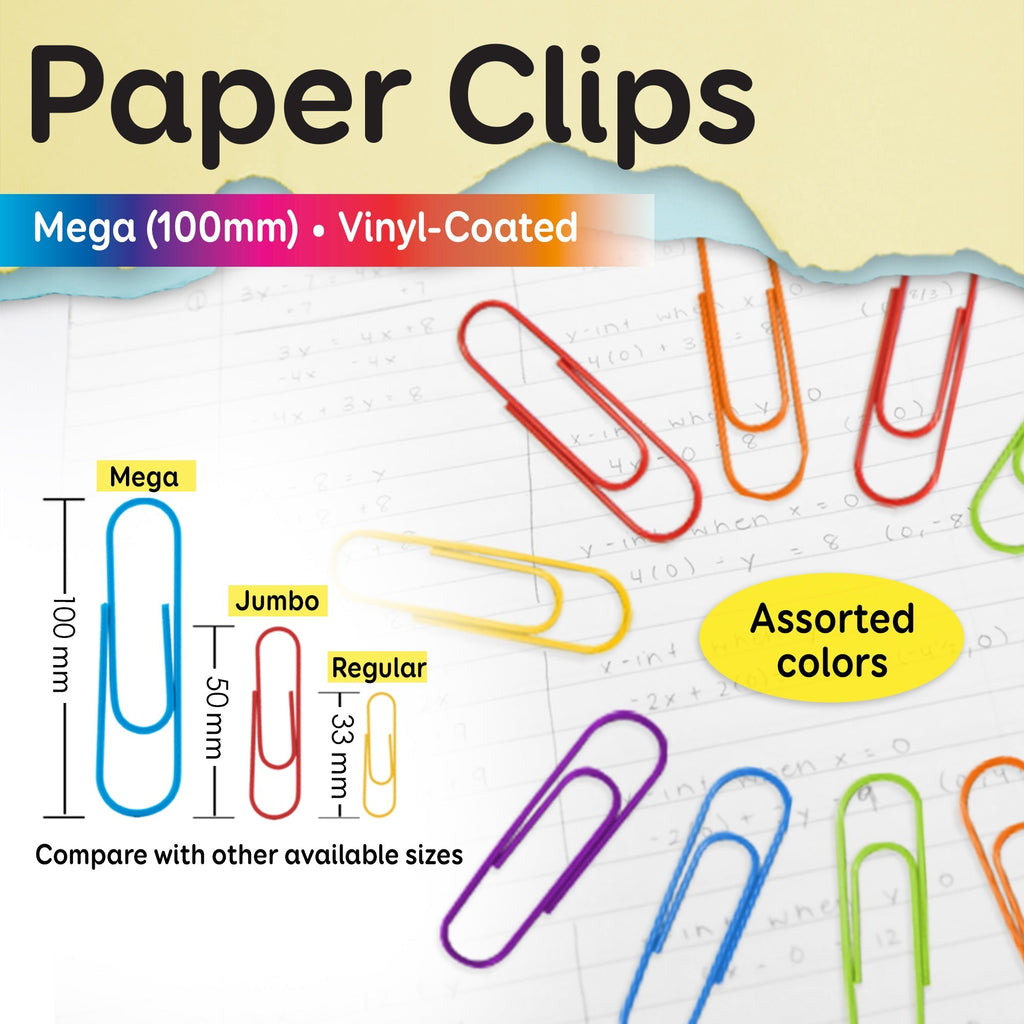 BAZIC Mega (100mm) Color Paper Clips