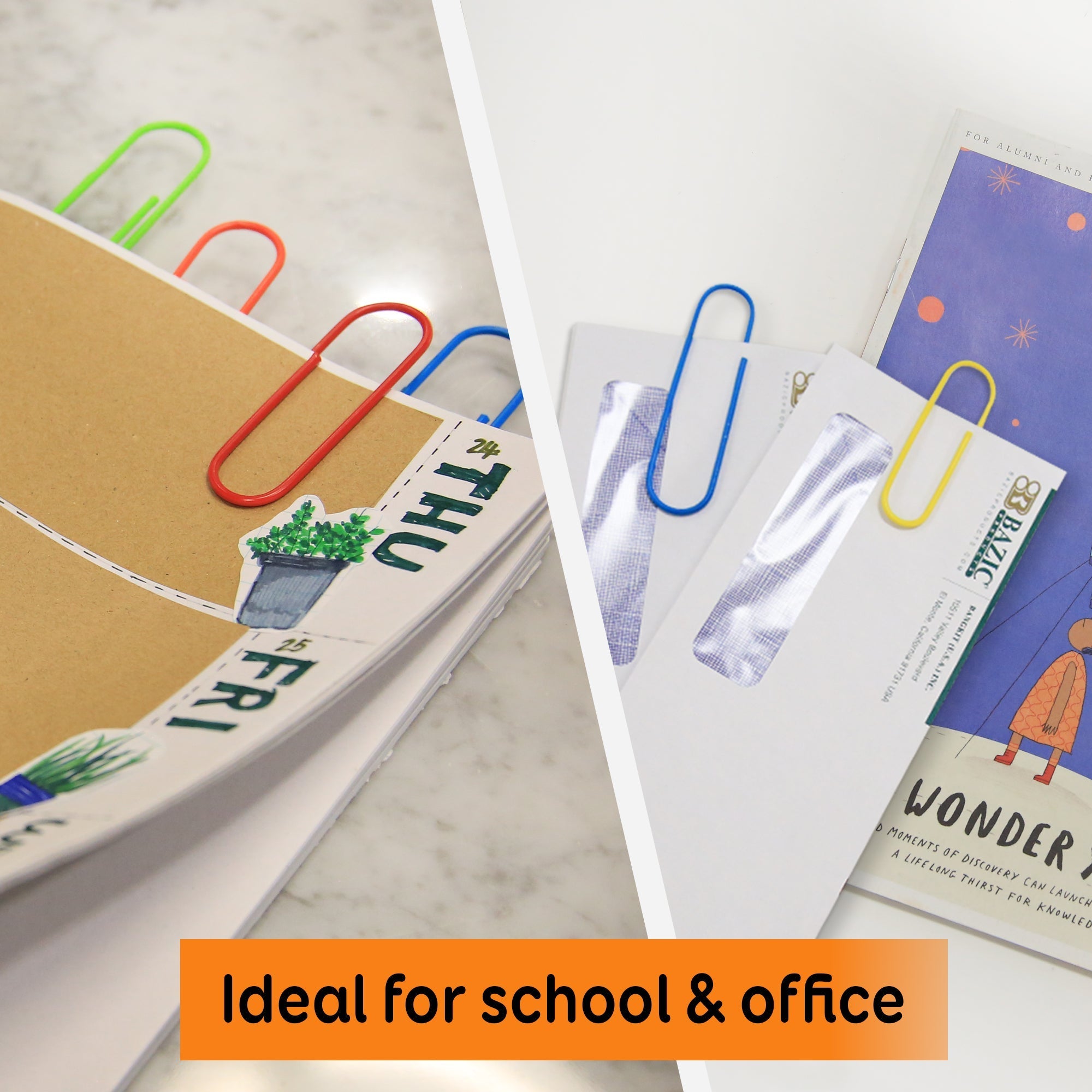 BAZIC Mega (100mm) Color Paper Clips