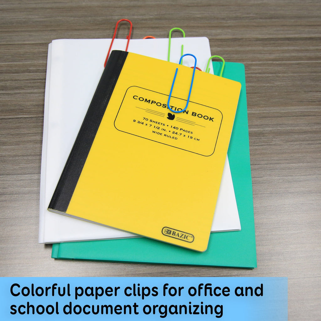 BAZIC Mega (100mm) Color Paper Clips