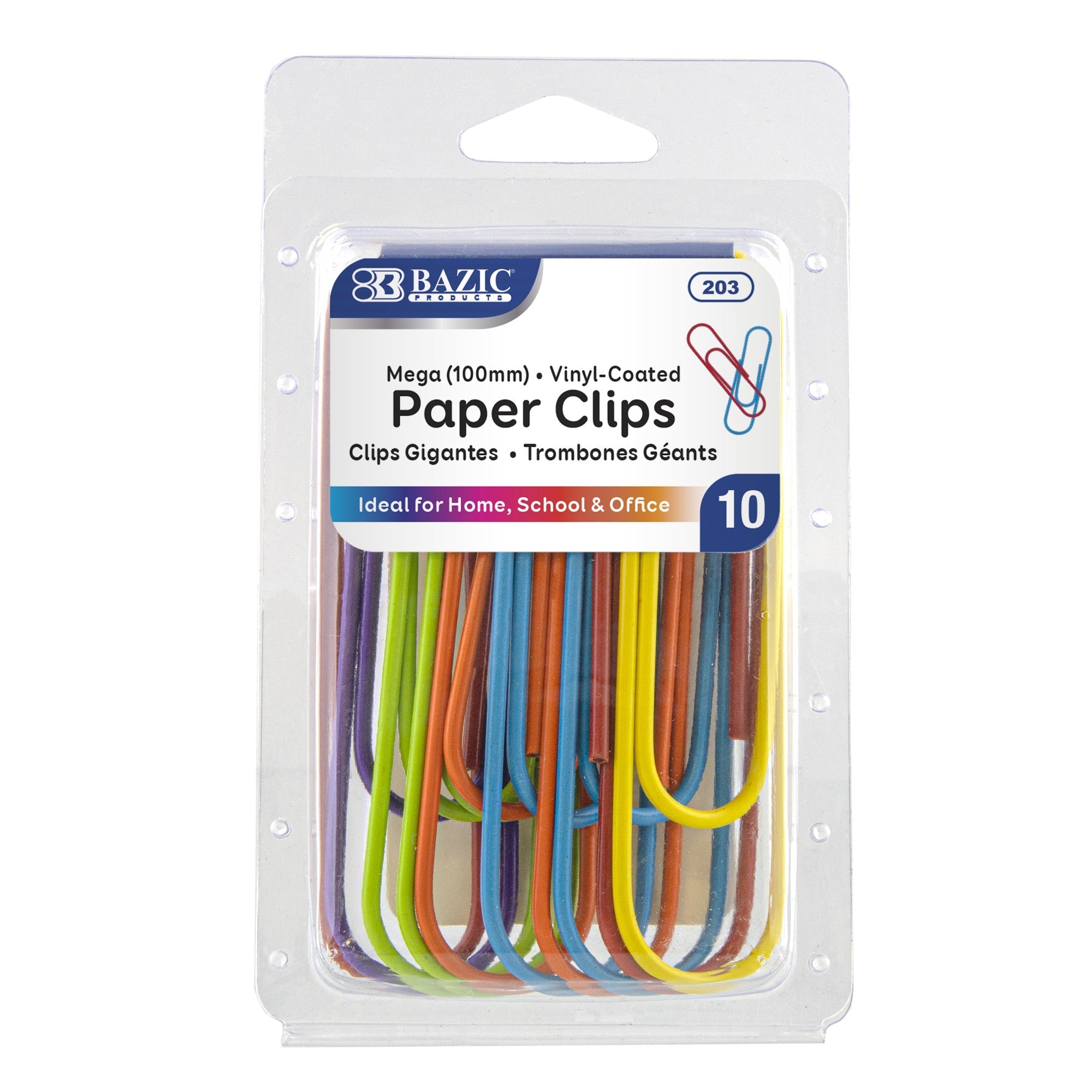 BAZIC Mega (100mm) Color Paper Clips