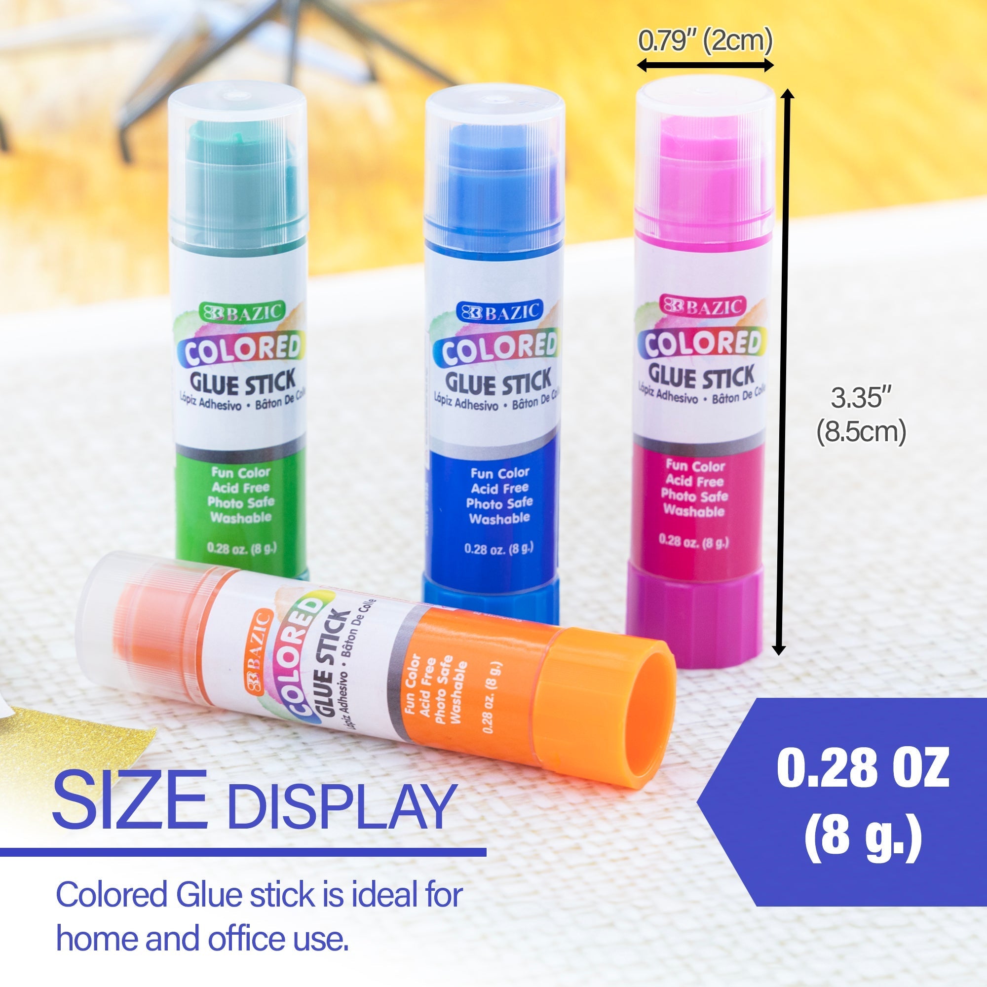 BAZIC 4 Washable Colored Glue Stick