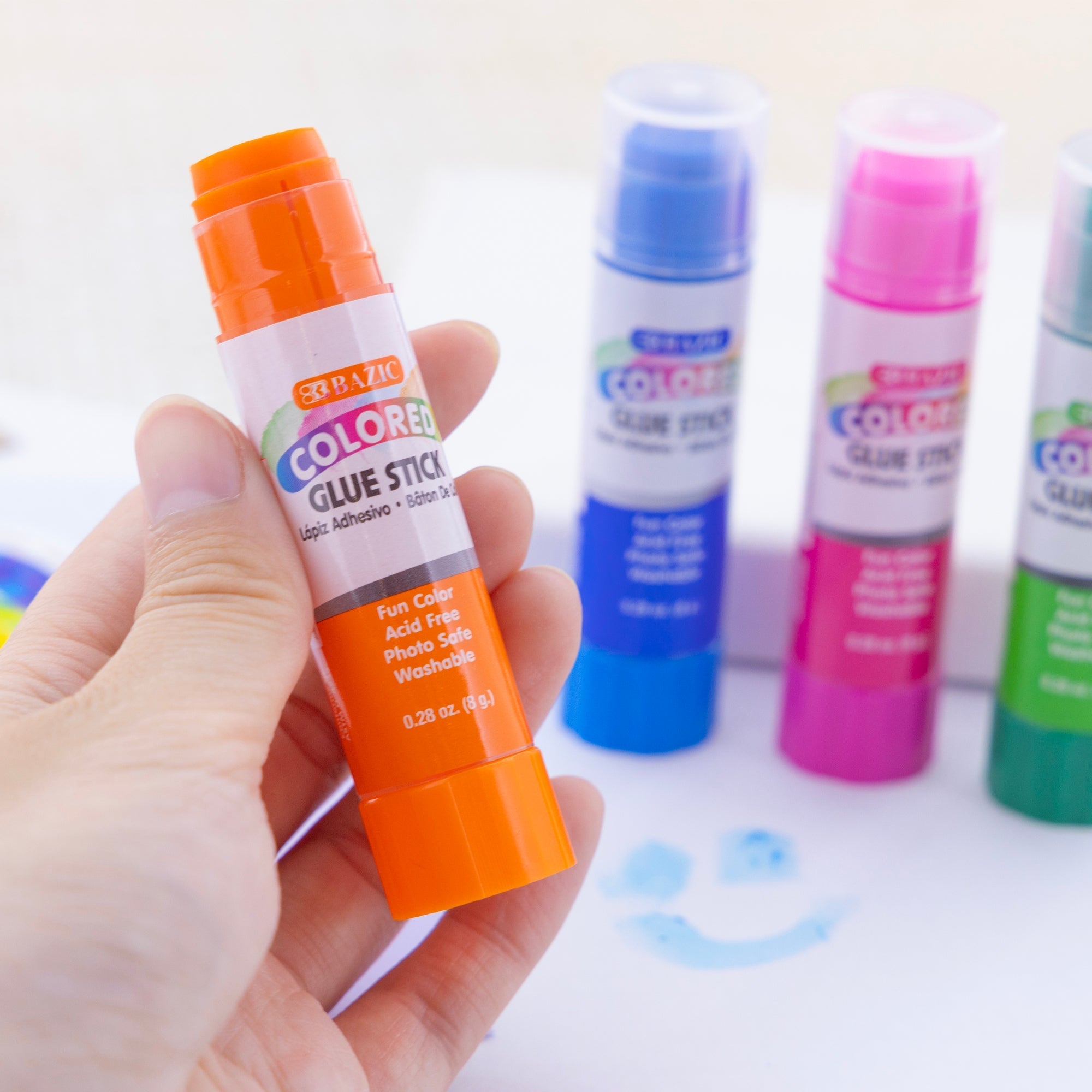BAZIC 4 Washable Colored Glue Stick