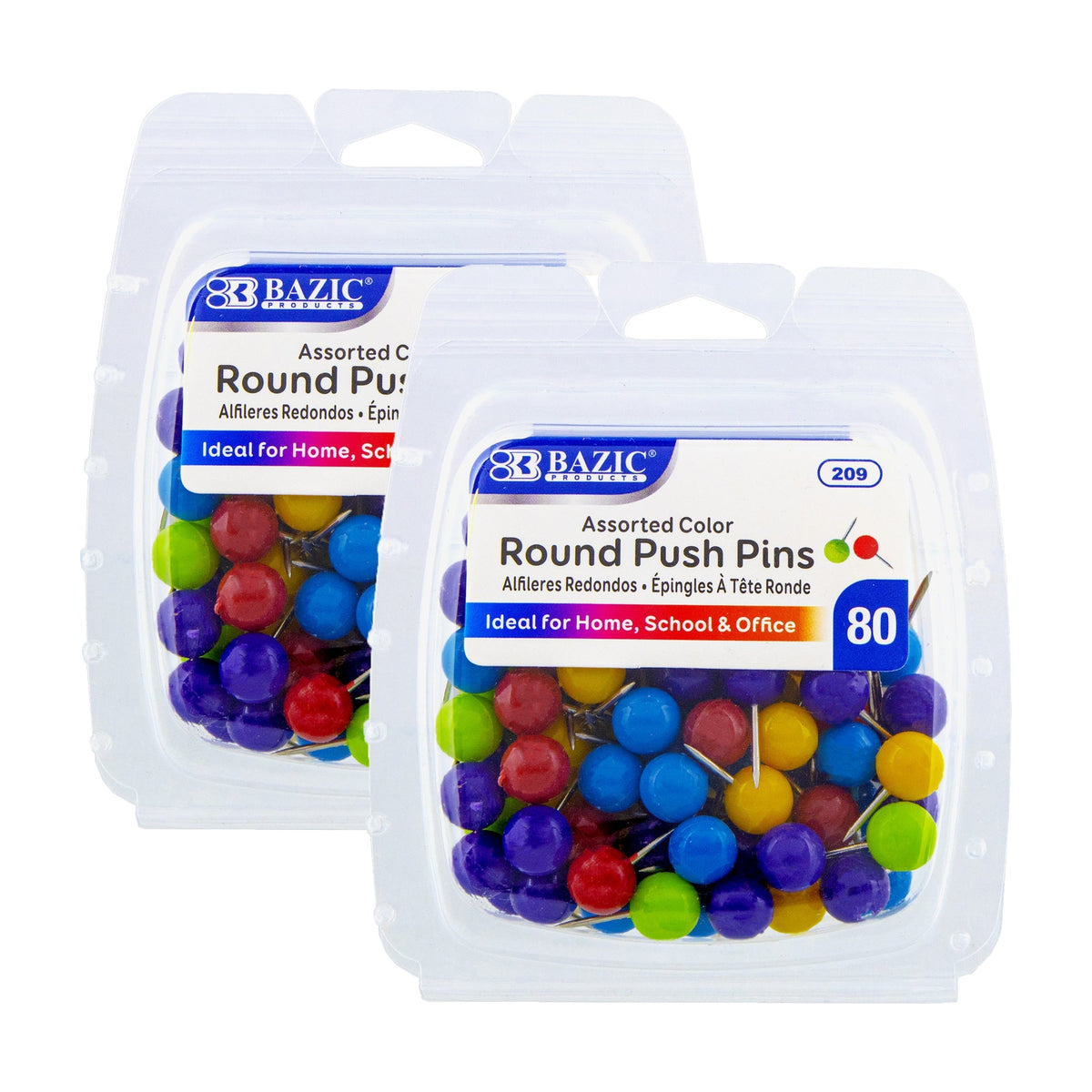 BAZIC Assorted Color Round Push Pins | Bazic | Dollar Buster Chicago