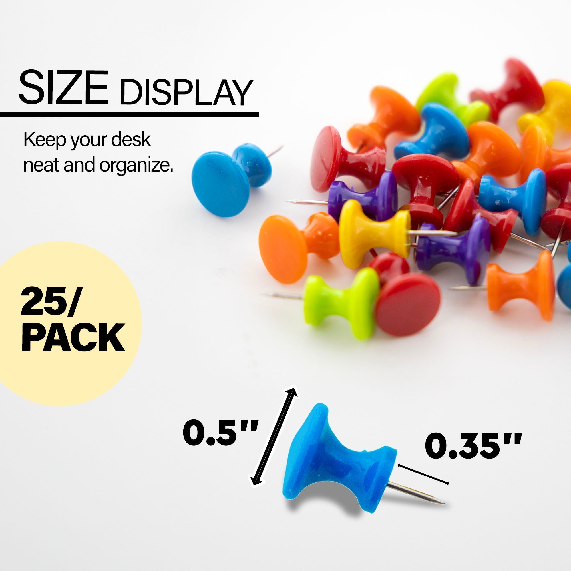 BAZIC Assorted Color Jumbo Push Pins