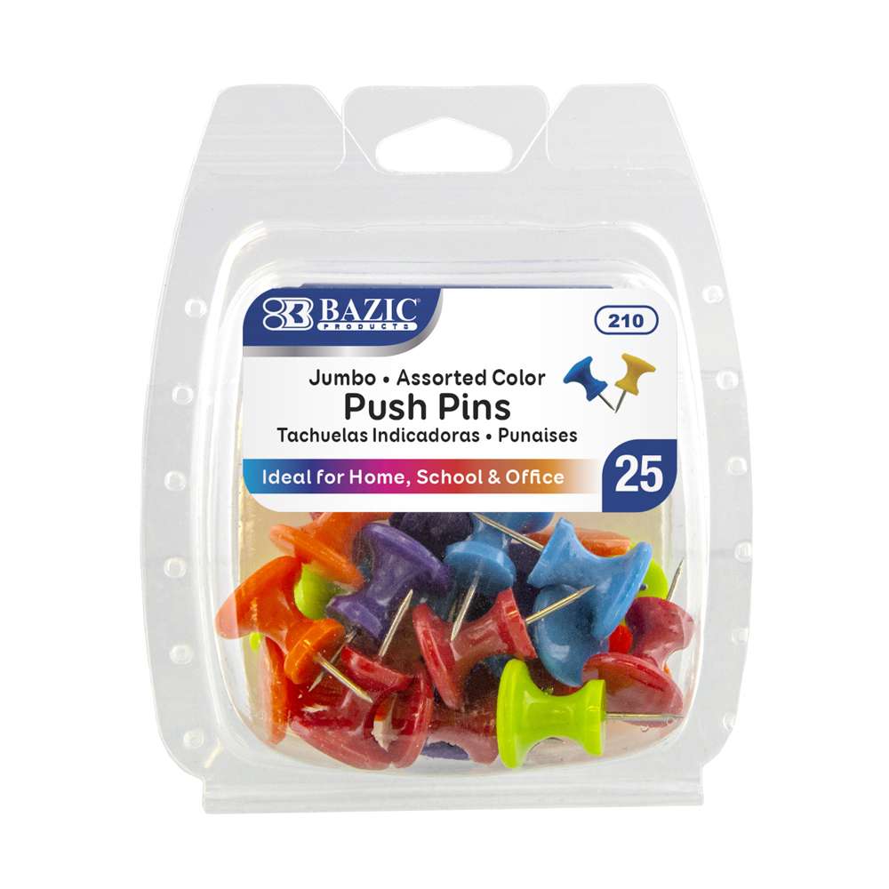 BAZIC Assorted Color Jumbo Push Pins