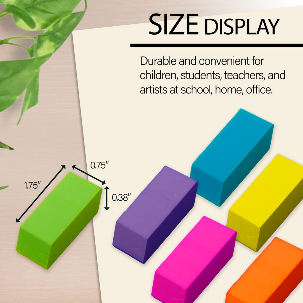BAZIC Neon Bevel Eraser (6/Pack)