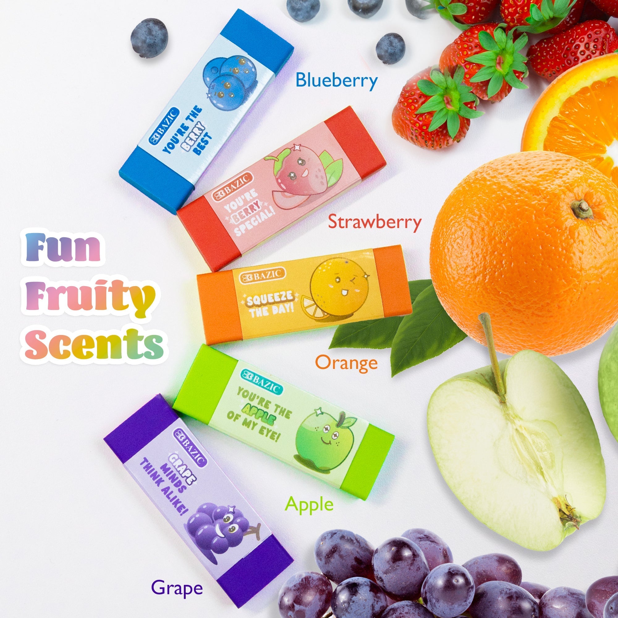 BAZIC Tutti Frutti Scented Erasers (5/Pack)