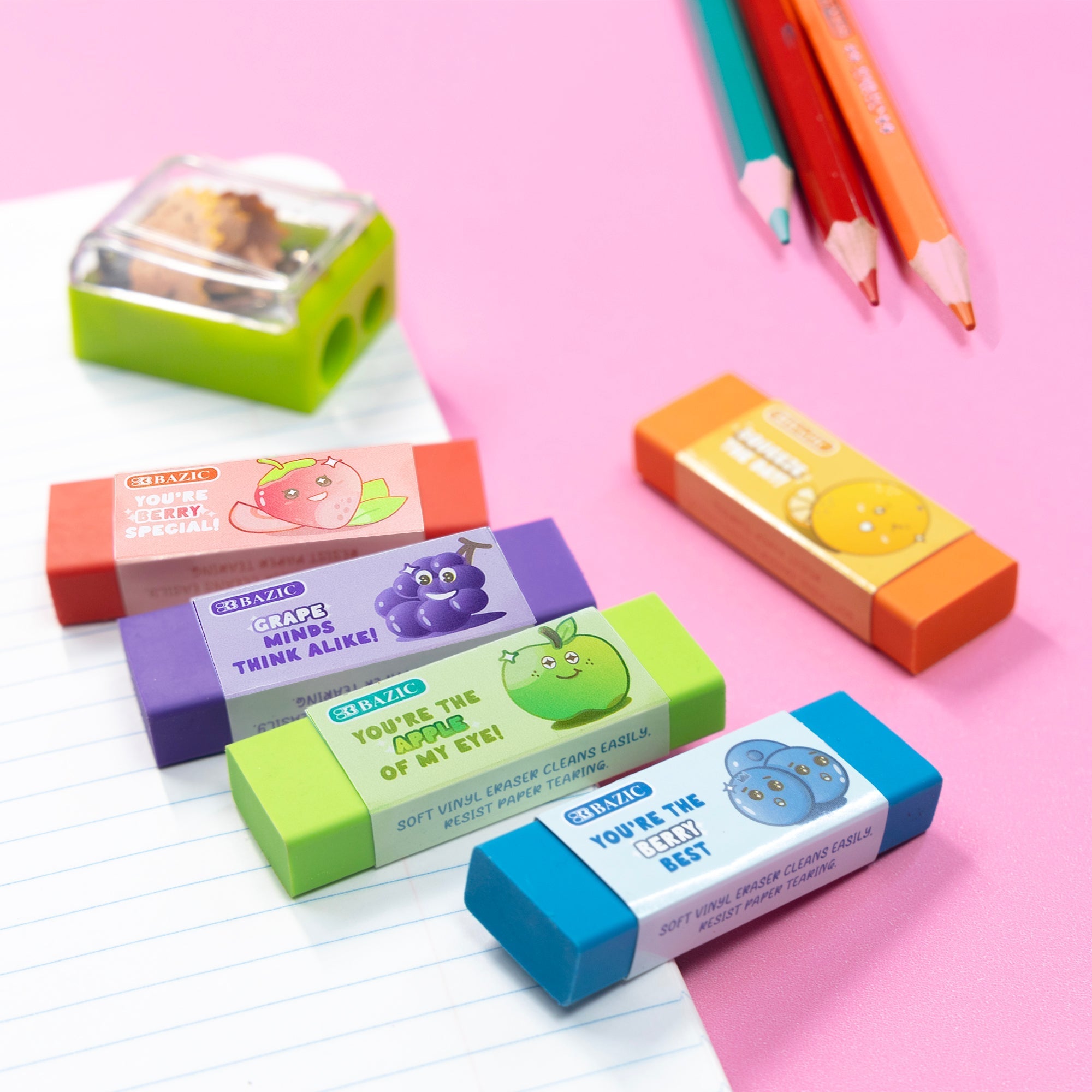 BAZIC Tutti Frutti Scented Erasers (5/Pack)