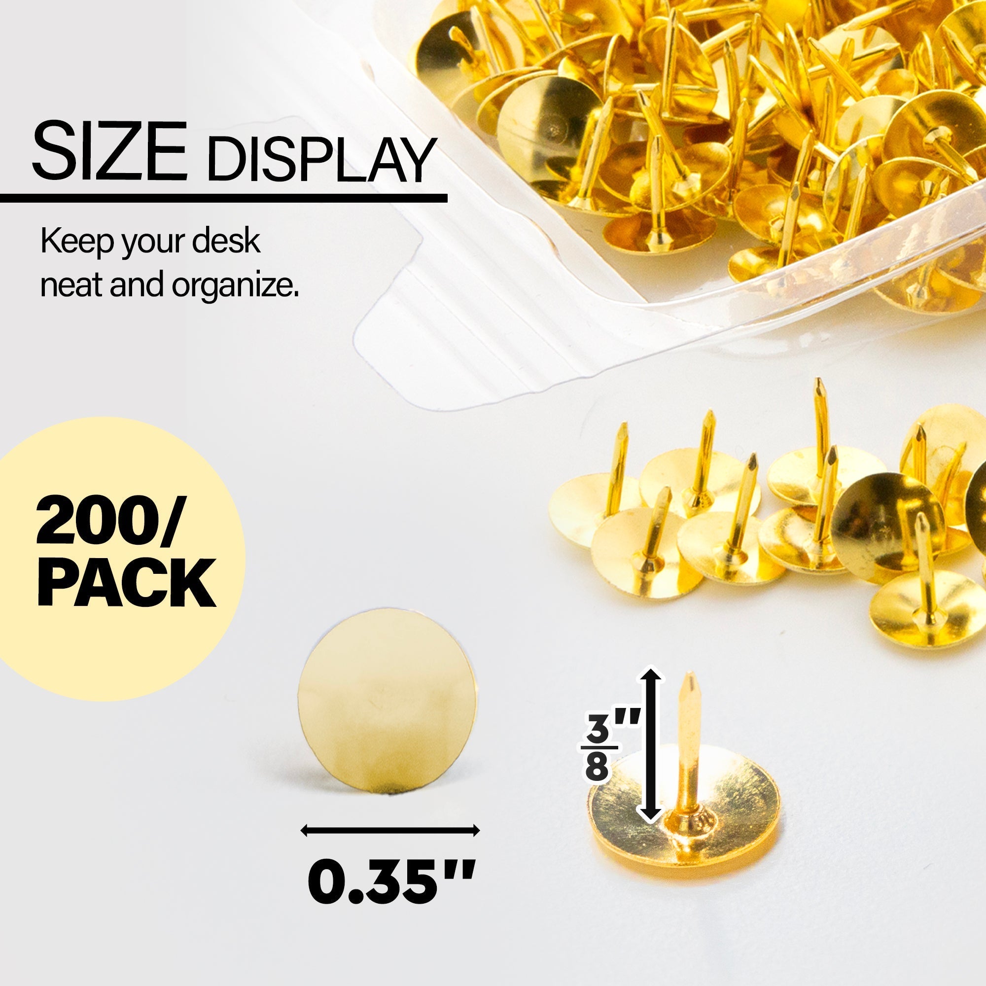 BAZIC Brass (Gold) Thumb Tack (200/Pack)