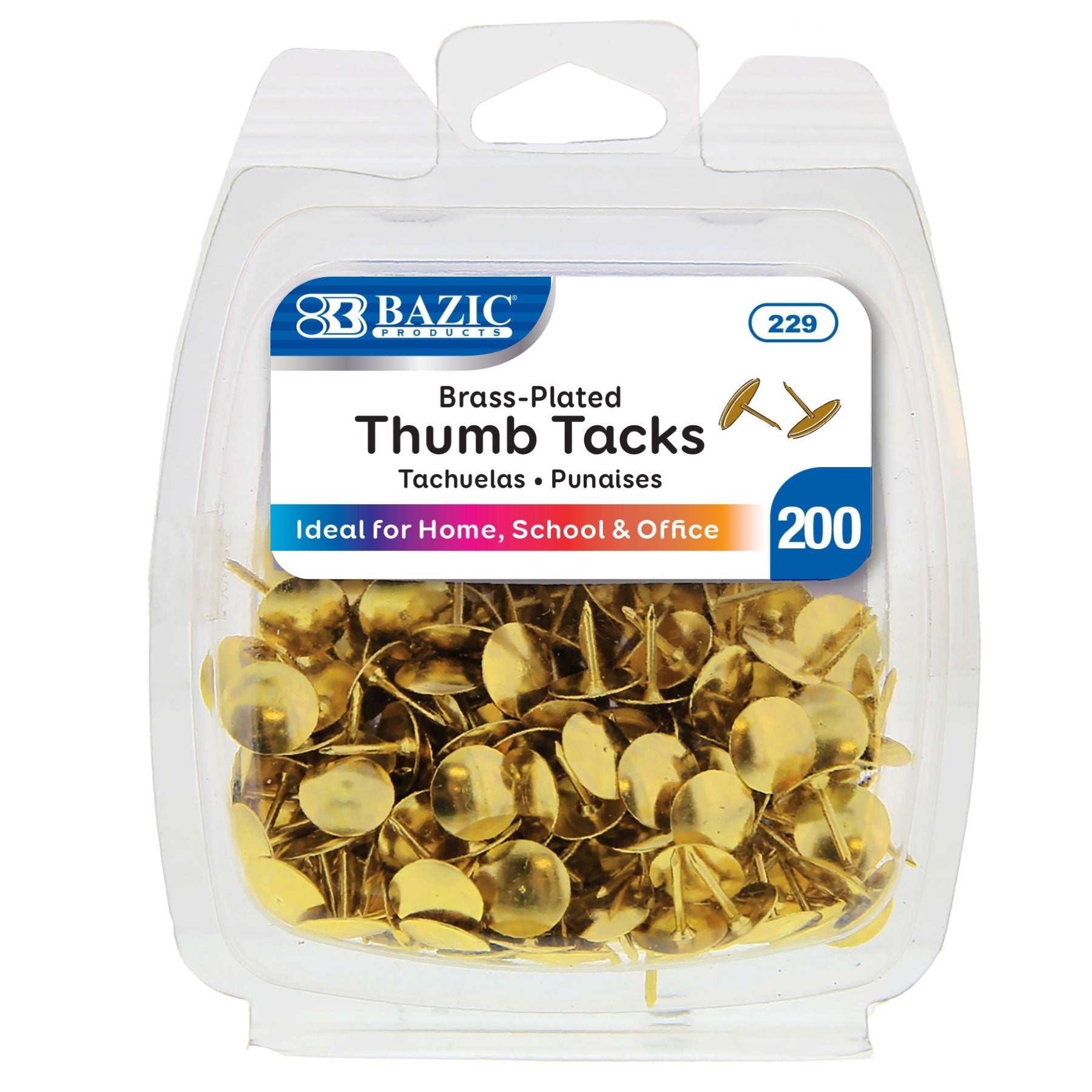 BAZIC Brass (Gold) Thumb Tack (200/Pack)