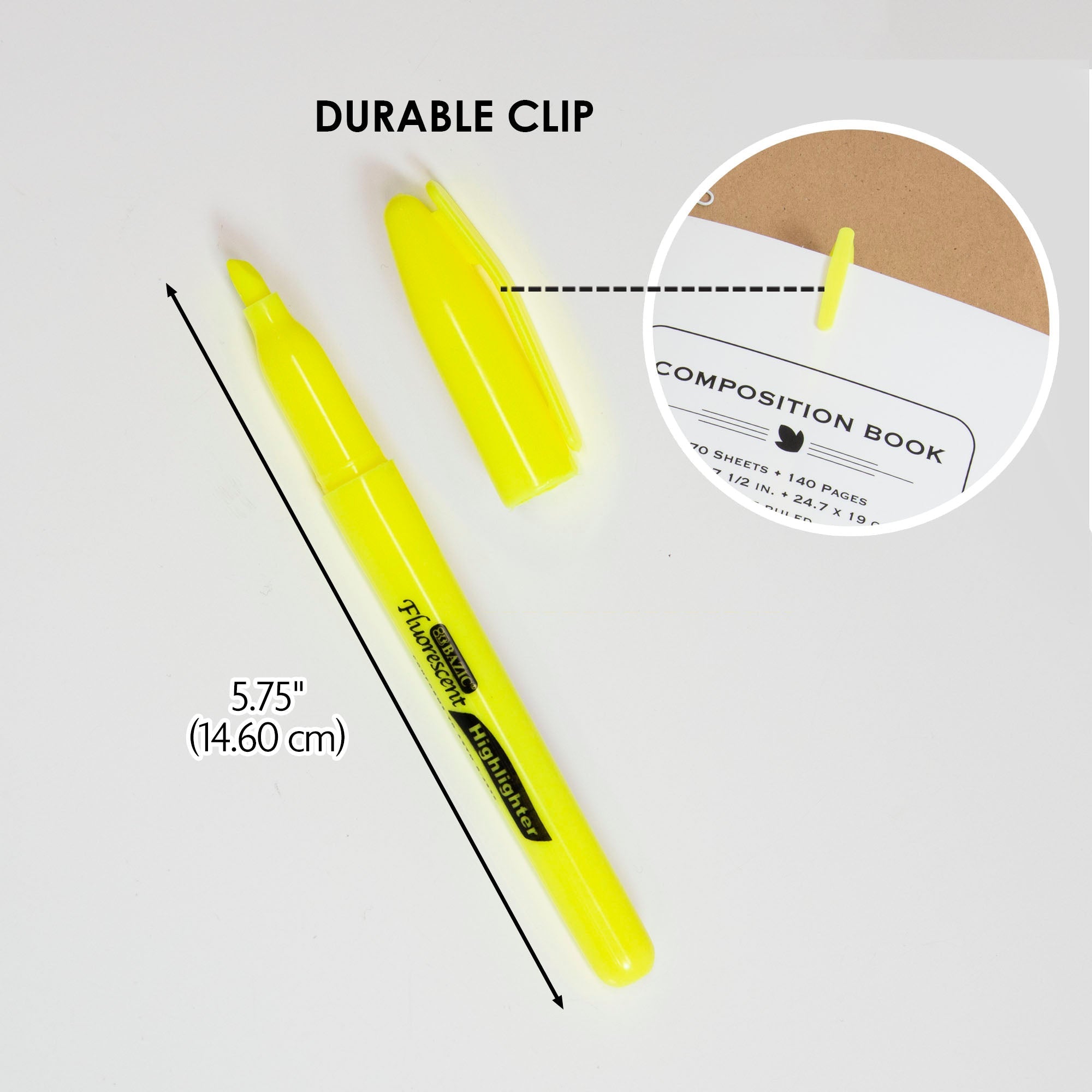 BAZIC Yellow Pen Style Fluorescent Highlighters