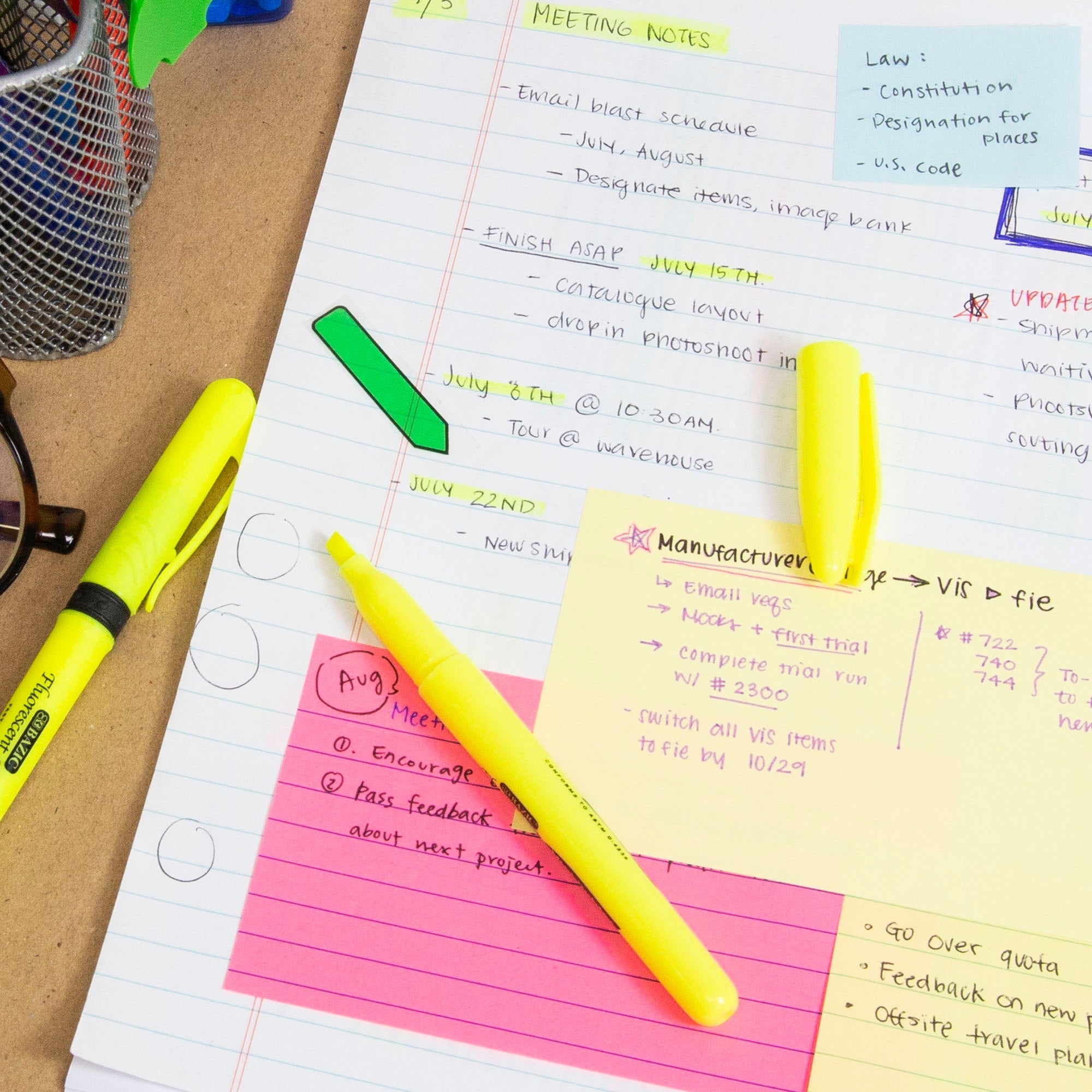 BAZIC Yellow Pen Style Fluorescent Highlighters