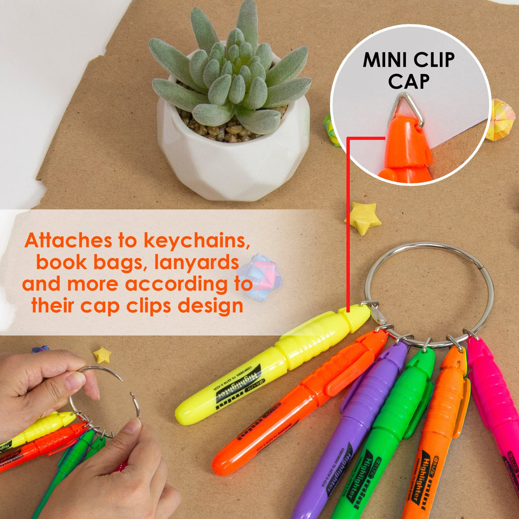BAZIC Mini Fluorescent Highlighters w/ Cap Clip