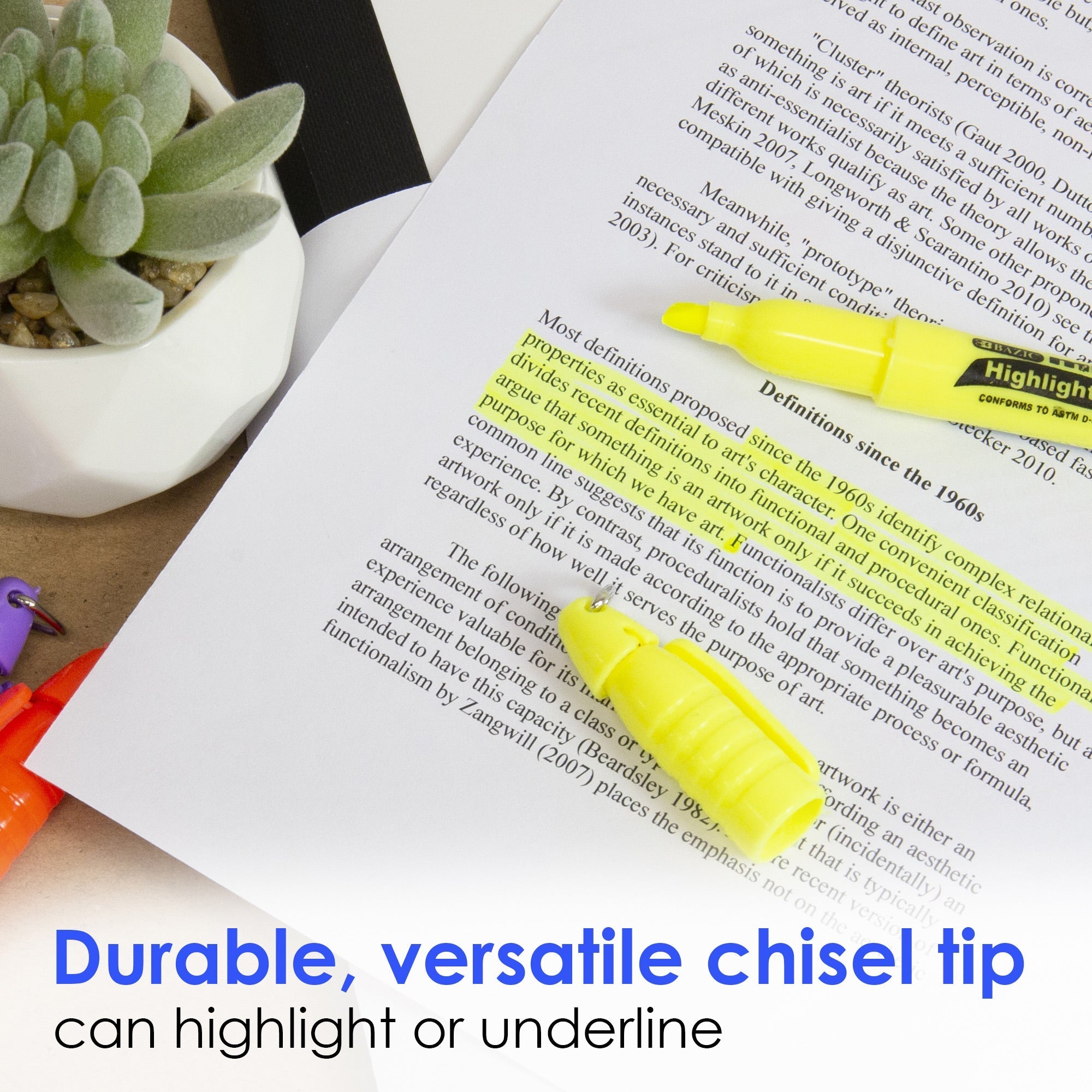 BAZIC Mini Fluorescent Highlighters w/ Cap Clip