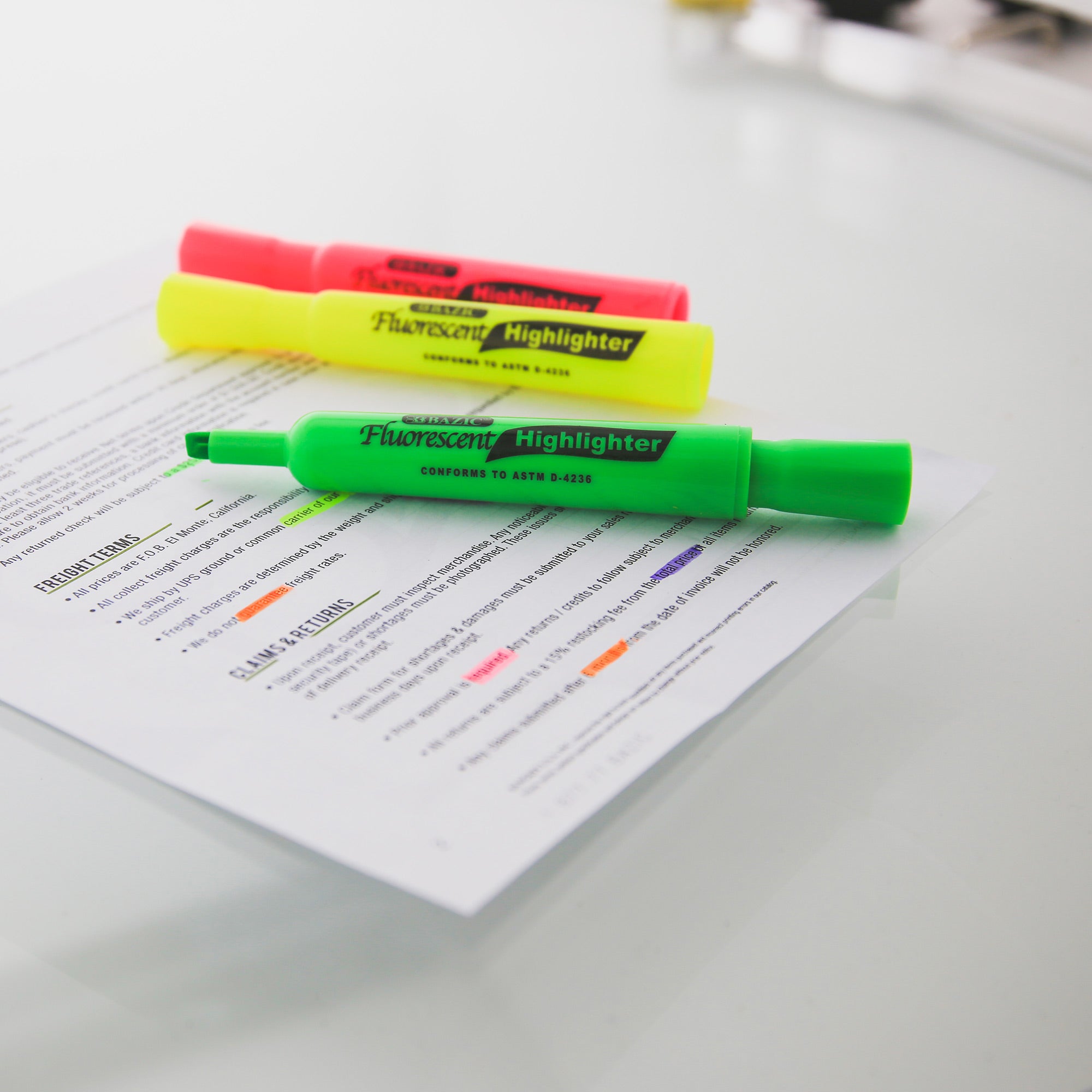 BAZIC Desk Style Fluorescent Highlighters