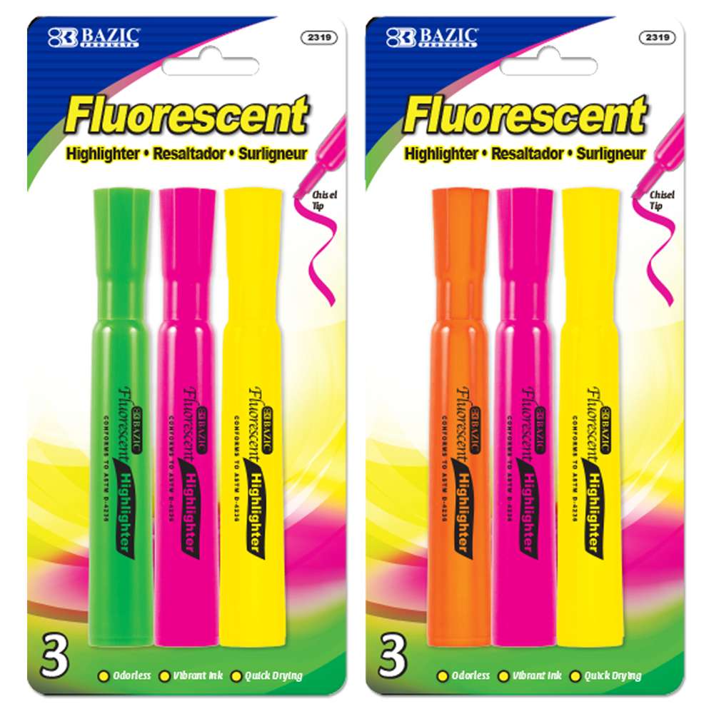 BAZIC Desk Style Fluorescent Highlighters