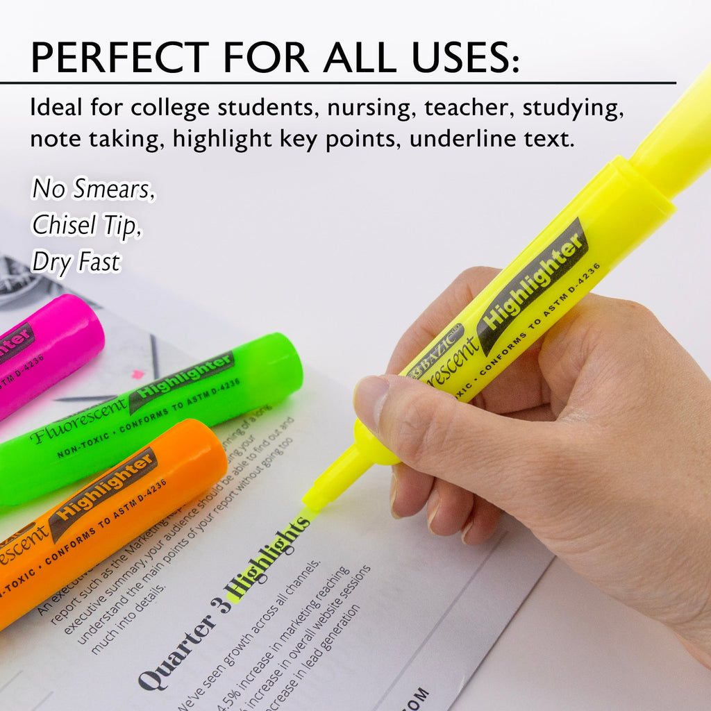 BAZIC Desk Style Fluorescent Highlighters