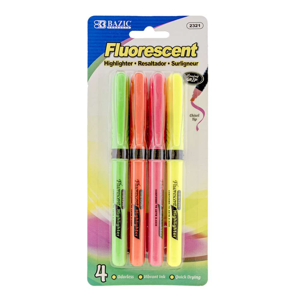 BAZIC Pen Style Fluorescent Highlighters w/