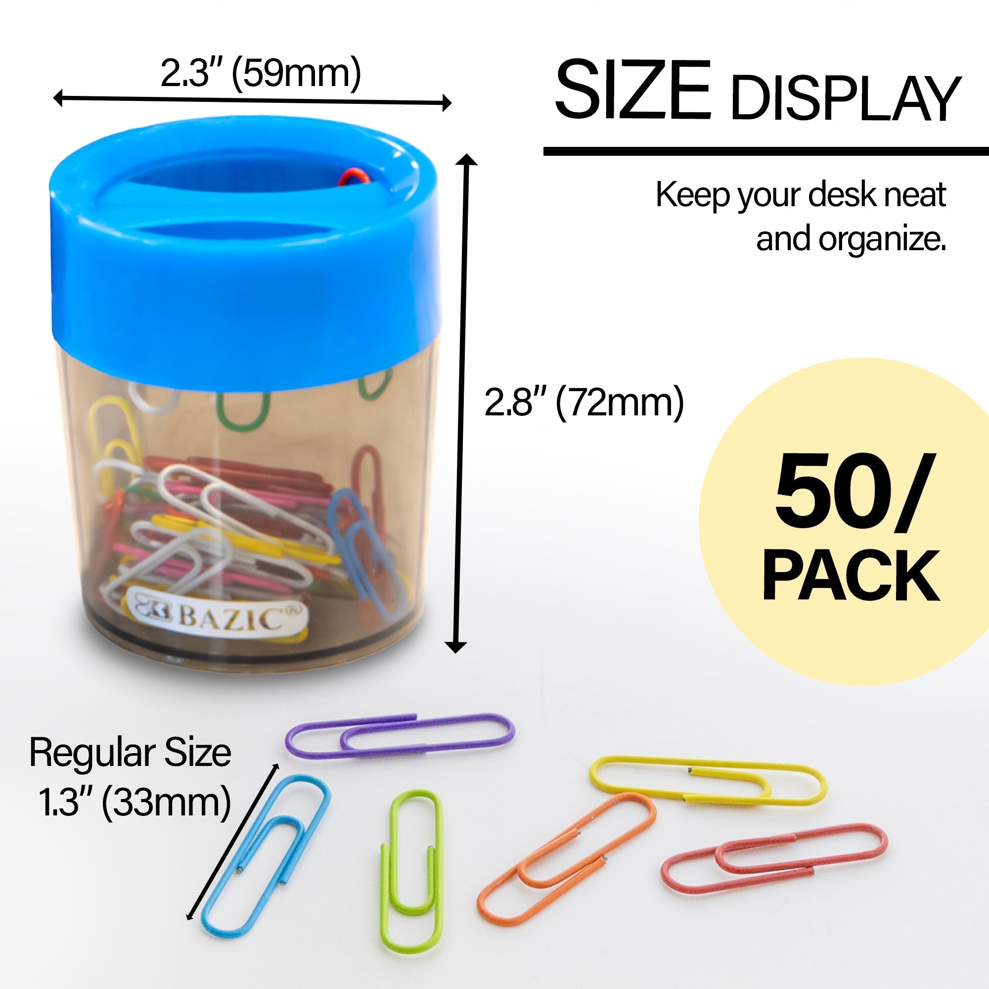 BAZIC Magnetic Paper Clips Holder w/ Asst. Color