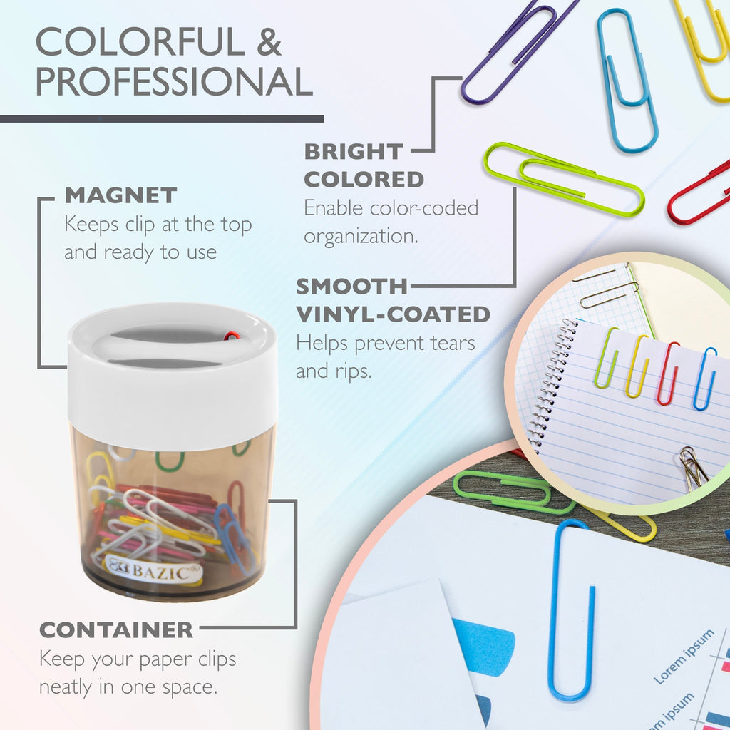 BAZIC Magnetic Paper Clips Holder w/ Asst. Color