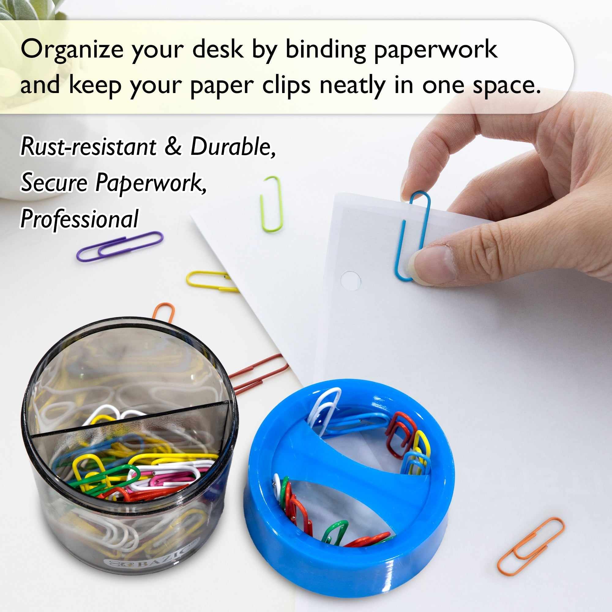 BAZIC Magnetic Paper Clips Holder w/ Asst. Color