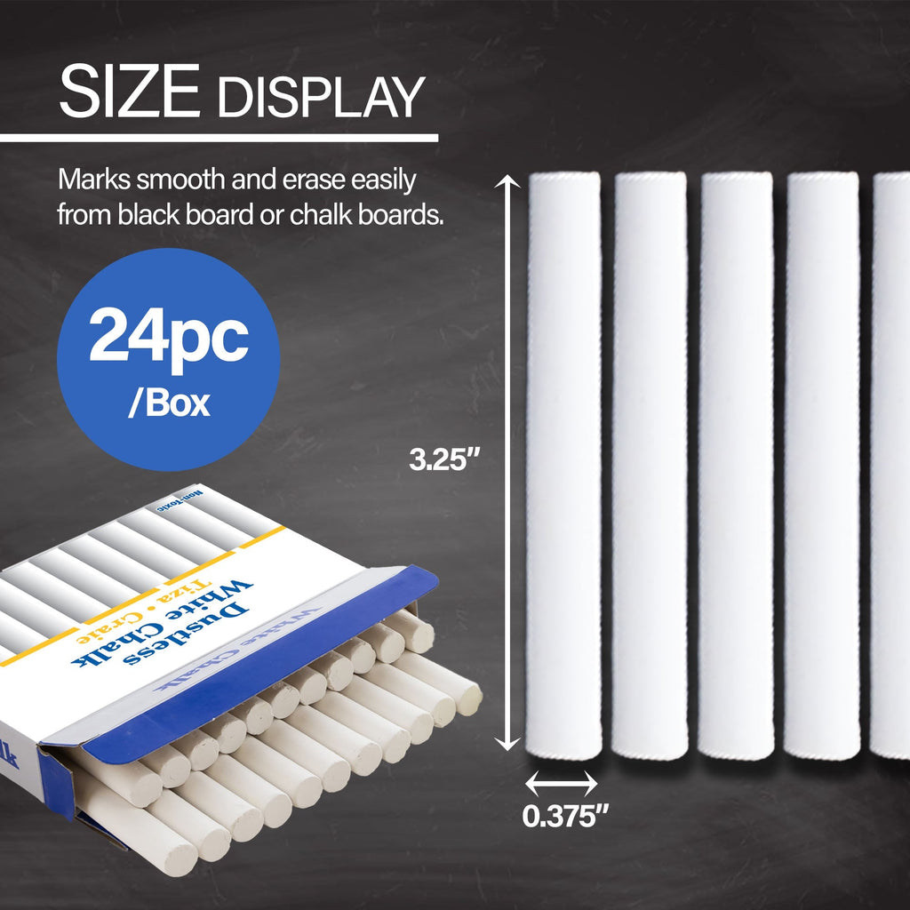 BAZIC Dustless White Chalk (24/Box)