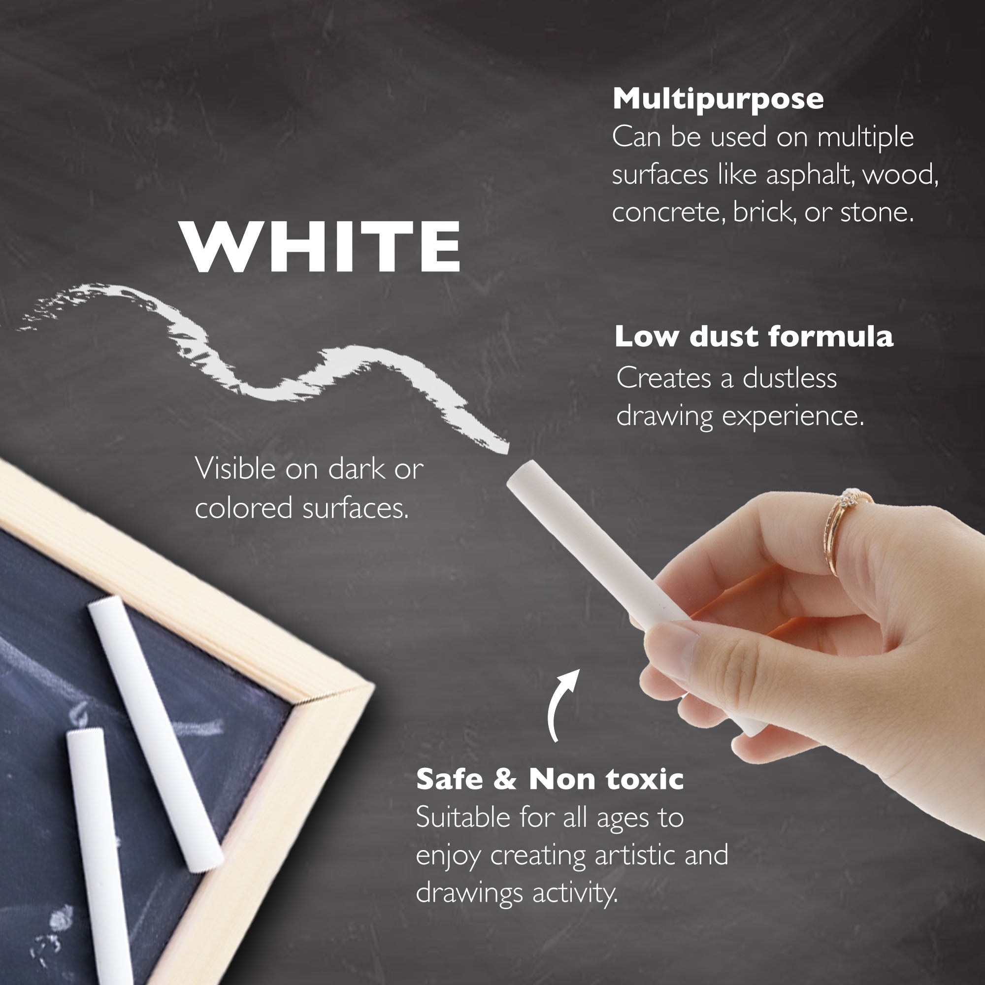 BAZIC Dustless White Chalk (24/Box)