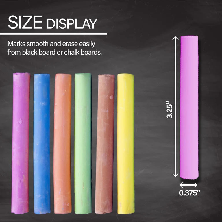 BAZIC Dustless Assorted Color Chalk (24/Box)