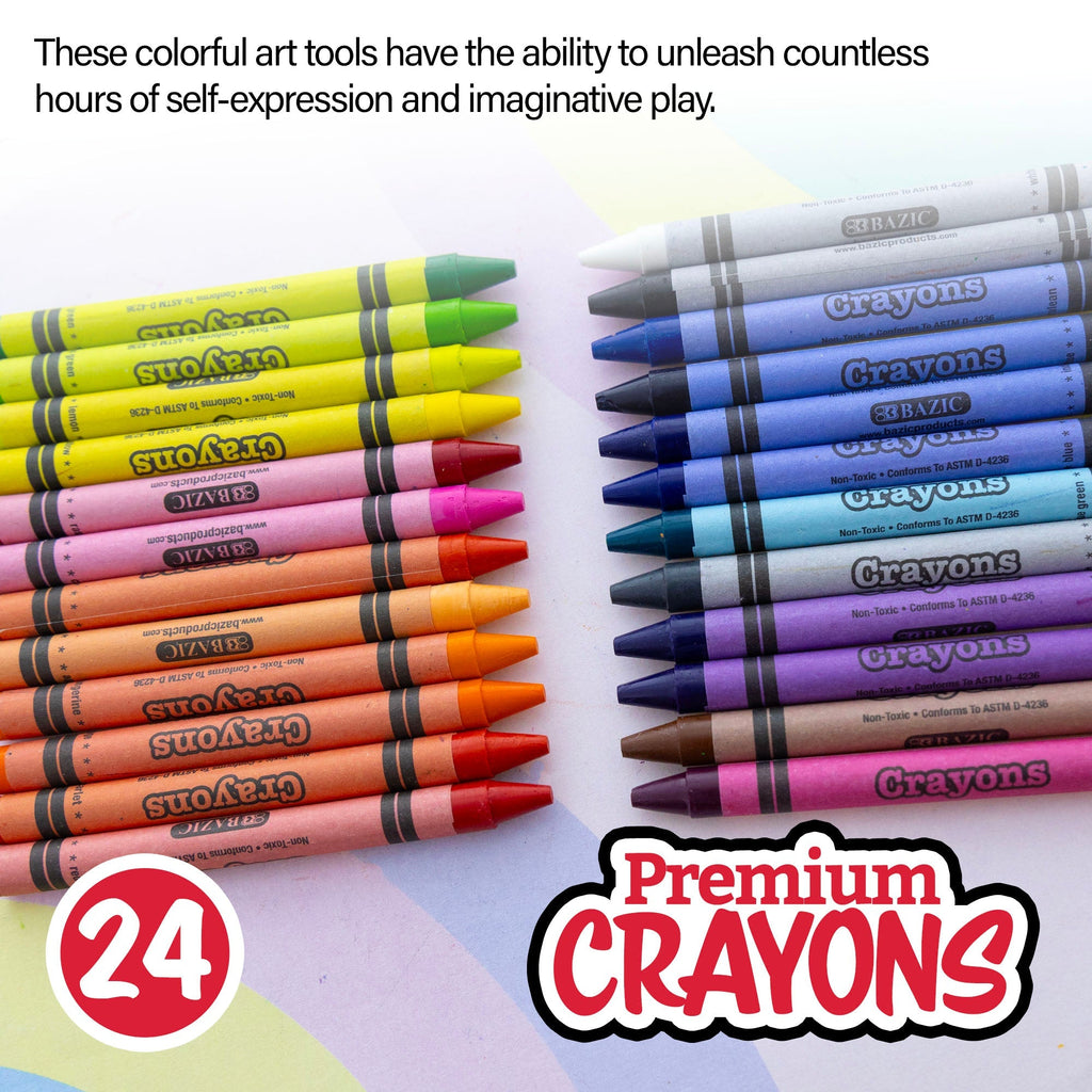 BAZIC 24 Color Premium Crayons