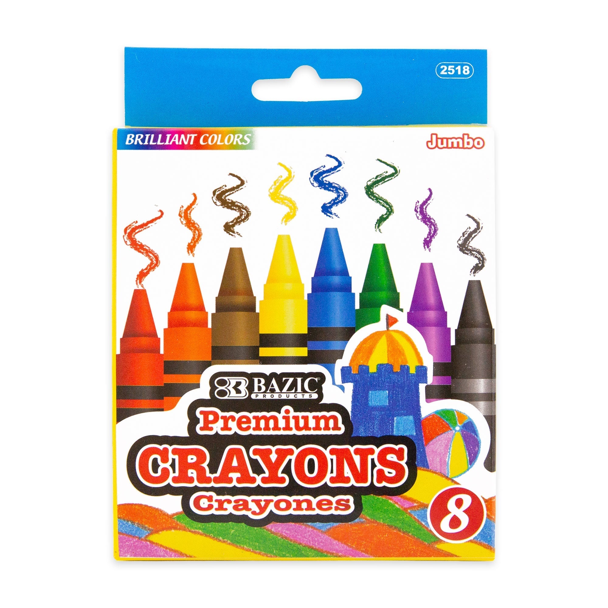 BAZIC 8 Color Premium Jumbo Crayons