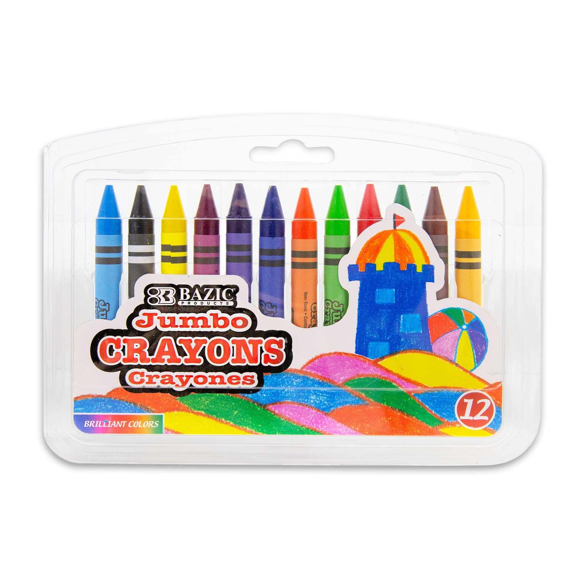 BAZIC 12 Color Premium Jumbo Crayons