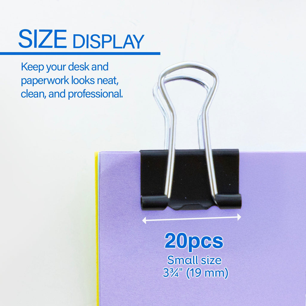BAZIC Small 3/4" (19mm) Black Binder Clip