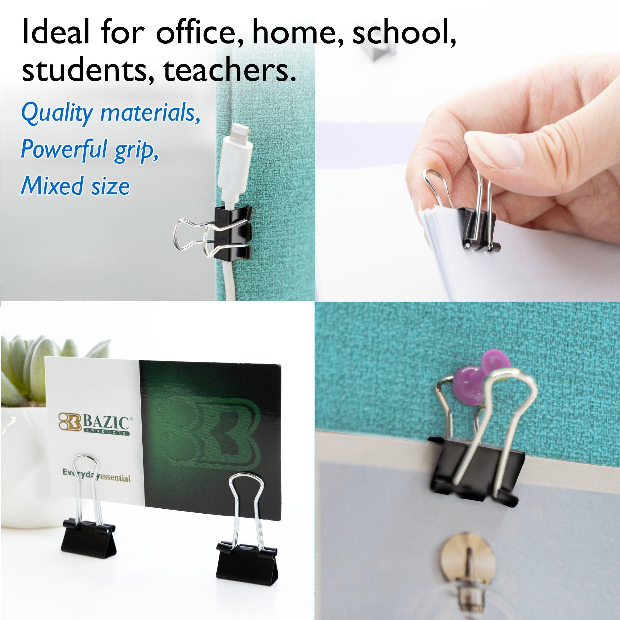BAZIC Small 3/4" (19mm) Black Binder Clip