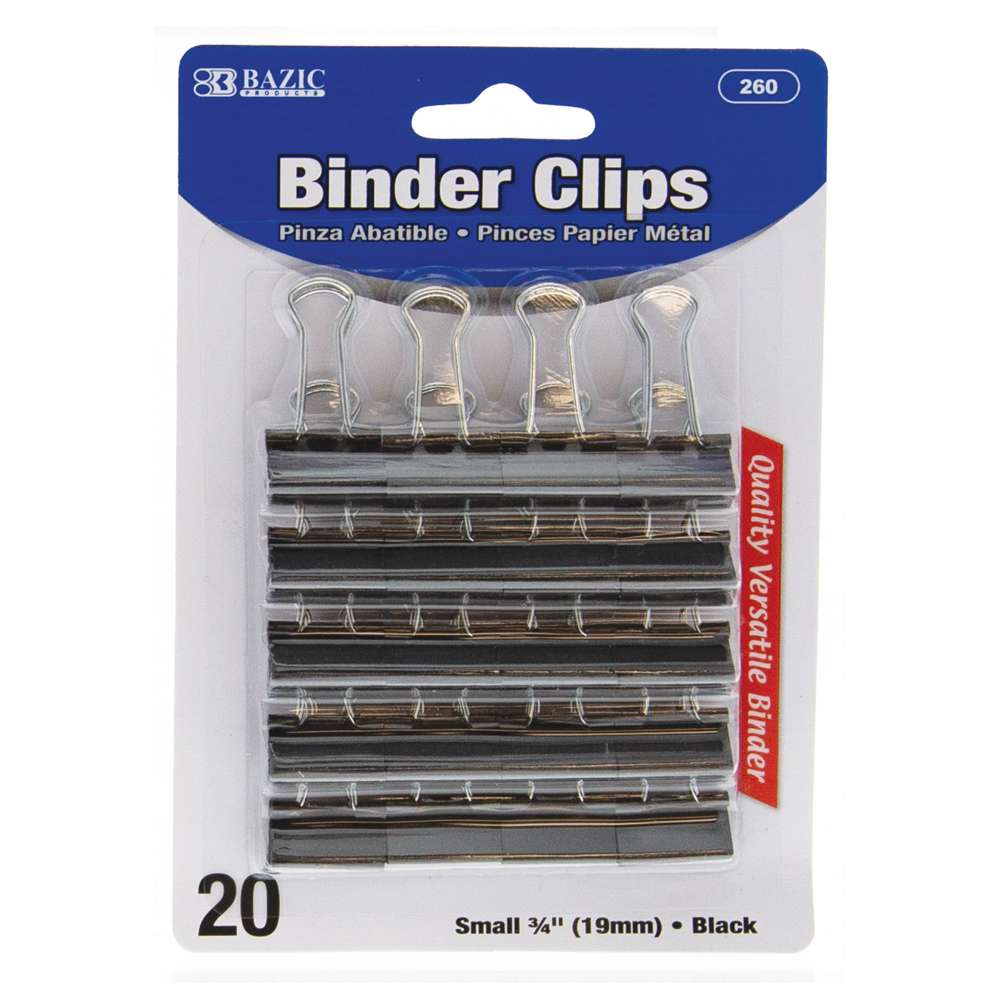 BAZIC Small 3/4" (19mm) Black Binder Clip