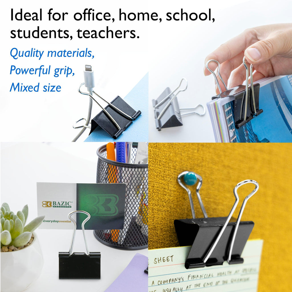 BAZIC Large 2" (51mm) Black Binder Clip (4/Pack)