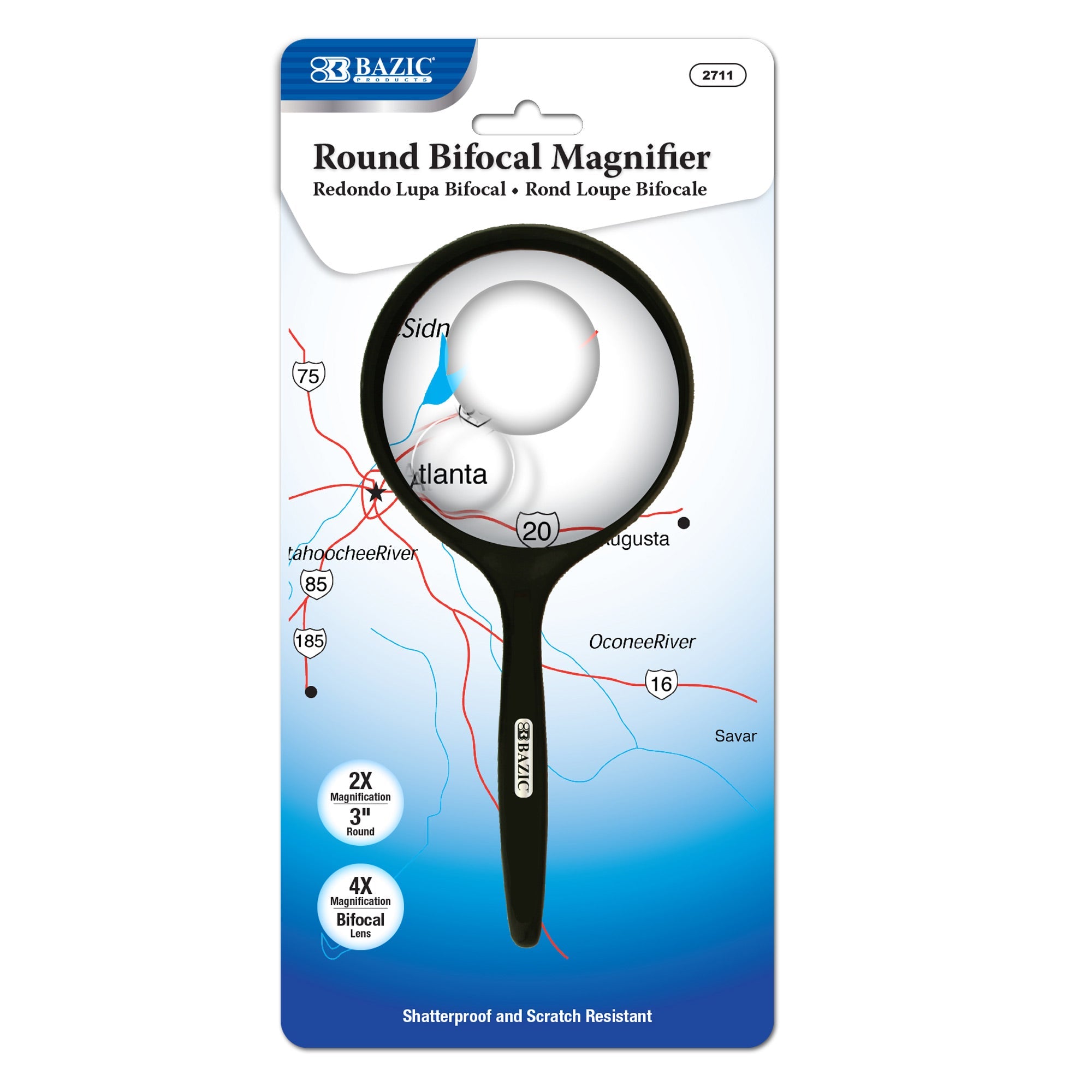 BAZIC 3" Round 2x Handheld Magnifier & 4x