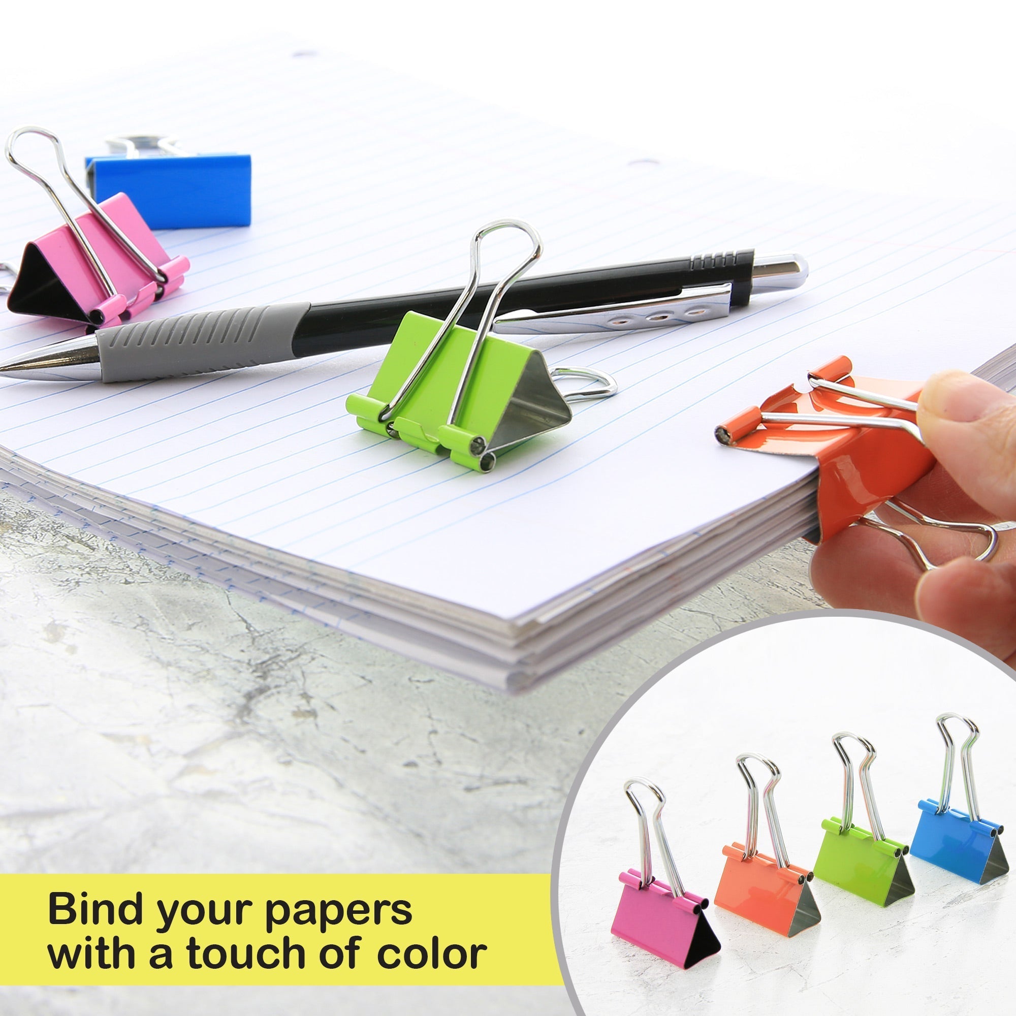 BAZIC Assorted Size Color Binder Clip (12/Pack)
