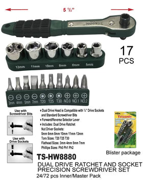 Dual Drive Ratchet and Socket Precision Screwdriver Set