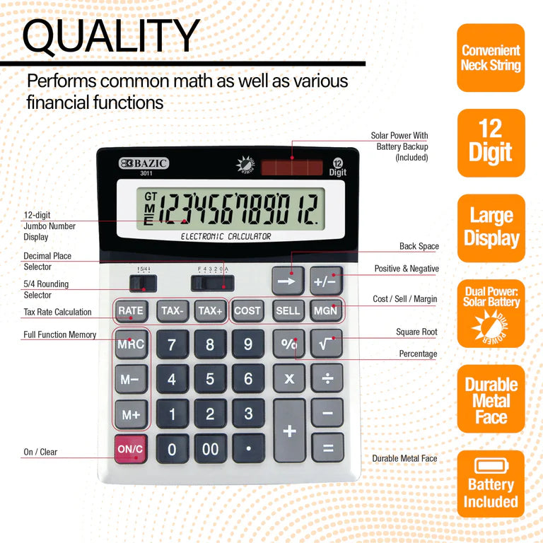 Desktop Calculator 12-Digit Profit Calculation Tax Functions