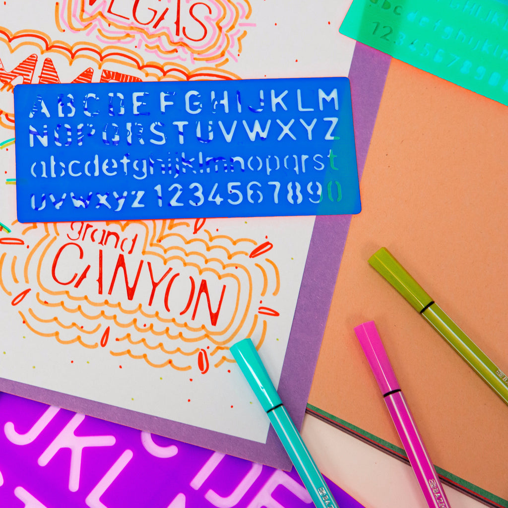 BAZIC 8, 10, 20, 30 mm Size Lettering Stencil Sets